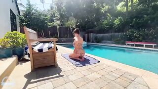 A big tits MILF slut gets fucked by the pool in POV