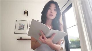Asian step sister shares her bed with her nerdy brother for studying