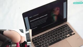 An employee is being watched while indulging in personal desires at work