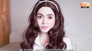 The girl played a doll and was fucked on Halloween night