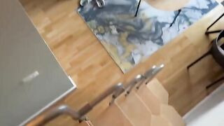 A girl sits on a cock and sets the pace herself