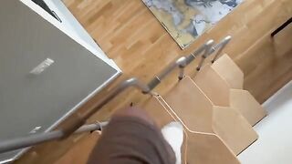 A girl sits on a cock and sets the pace herself