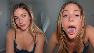 The girl has a huge dick in her mouth and she spits all over it