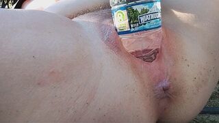 A woman reached a peak of pleasure while indulging in outdoor self-pleasure