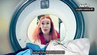 A girl got stuck in the washing machine and had sex with a man