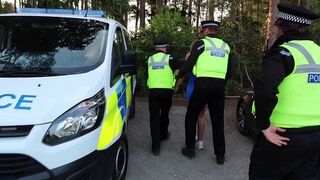 A babe was arrested for indecent exposure, but got released after giving a blowjob
