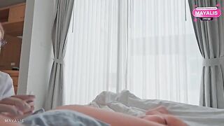 Don't moan so loudly, it distracts me from the blowjob, a steamy scene with a hot nurse catching a guy in a compromising position in the hospital. The cute brunette, likely a petite 18-year-old model known for her tight body and big ass, is wearing latex 