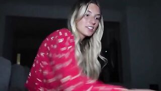 The guy catches the cum of his hands and sucks them with his mouth