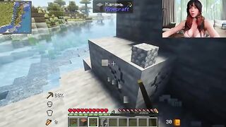 Playing Minecraft while getting fucked by a busty hottie