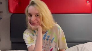 A young beautiful girl is getting wet between her legs, thinking about a cock