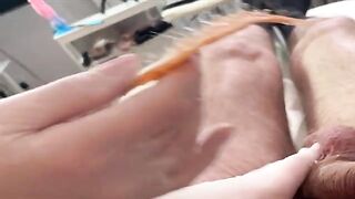 Russian beauty SugarNadya waxes her client’s dick in POV