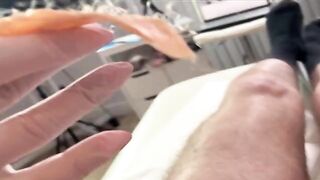 Russian beauty SugarNadya waxes her client’s dick in POV