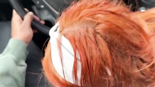 Redhead nympho fucks her boyfriend in a steamy movie theater scene
