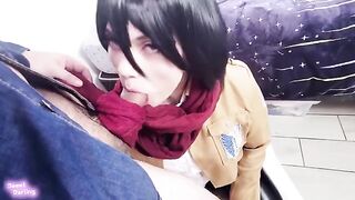 A surprise from behind – like a bolt from the blue, featuring Mikasa’s stunning cosplay