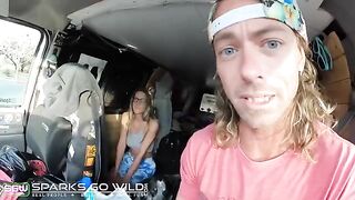 A girl is fucking with a guy in 100 layers of clothing