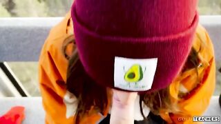 A stranger seduced me to fuck on the mountain cableway for cash