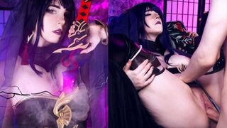 Cosplay Raiden Shougun scene with MollyRedWolf's intense passion