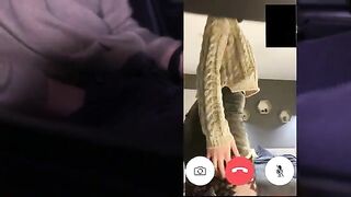 A husband watches his cheating wife getting fucked by a stranger on video call