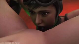 Powergirl and Catwoman in lesbian bondage xxx