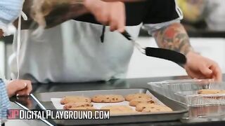 A guy’s cock gets the treatment from a sexy blonde in a steamy scene